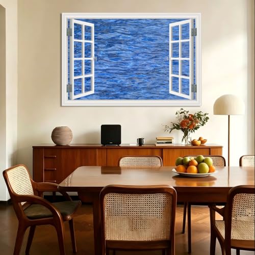 Cuadro lienzo efecto ventana con montañas nevadas para una decoración moderna 20x30cm 2