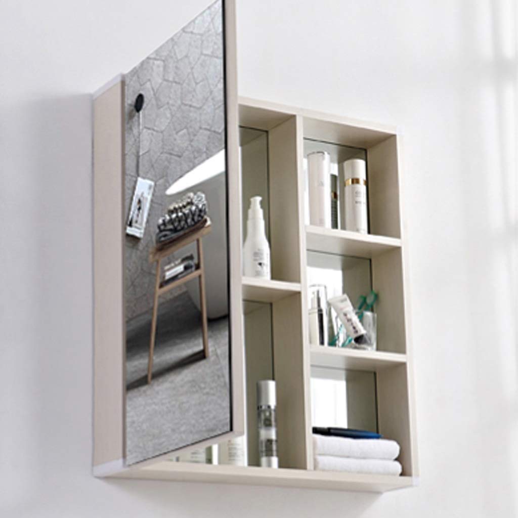 Spiegelschränke, Space-Aluminium-Badezimmer-Kosmetikspiegel mit Aufbewahrungsregal, Wand-Aufbewahrungsschrank (Farbe: Silber, Größe: 68 x 80 cm)