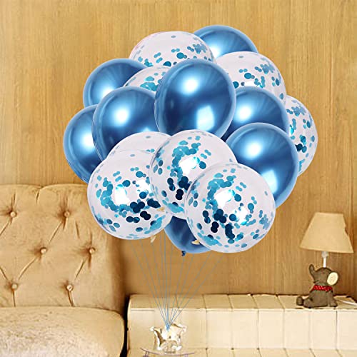 Image of AMFIN Confetti Balloon Blue /Baby Shower Blue Theme Balloons /Boy Blue Birthday Decoration /Blue Confetti Balloons /Birthday Balloons /Welcome Boy Balloon -Pack of 20
