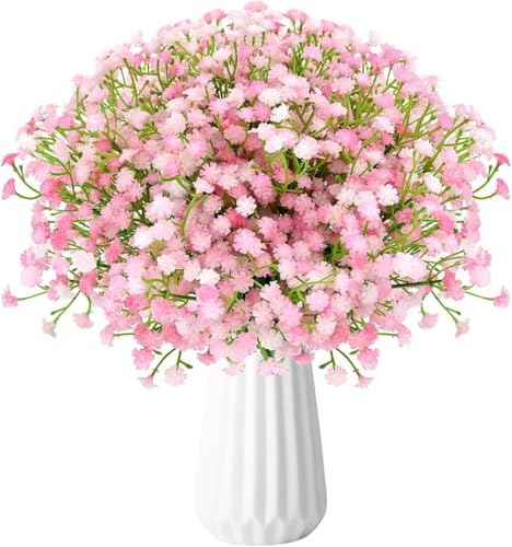 Image of VRB Dec 20 Pcs Artificial Baby's Breath Flower Bunch,Gypsophila Bouquets Flower Sticks for Vase,Flowers for Vases, Decoration Items for Living Room,Home Decor,Chritmas (20 Pcs - Pink Gypsophila)