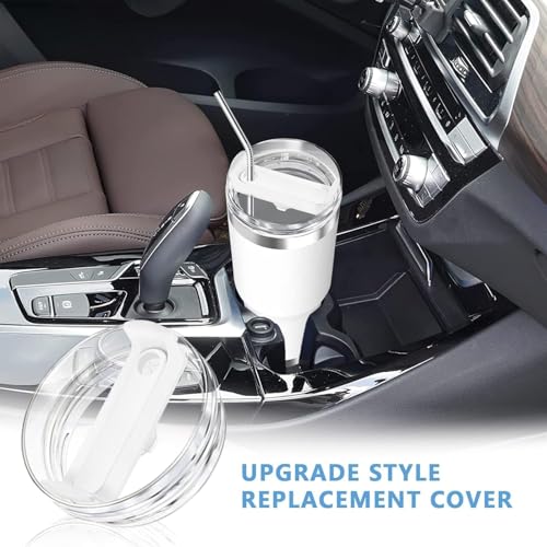 Image of Tumbler Lid Replacement For 1.2L Stanley Cap Replacement With Straw Hole Stanley Cup - Leak Proof For Tumbler Cap Sipper Lid- 1 PC, White