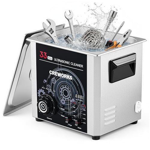 CREWORKS 10L Ultraschallreinigungsgerät Industriell, 33kHz 240W Ultraschallreiniger mit Sweep-Funktion, einstellbarer Timer und Temperatur, Teilereinigungsgerät mit Edelstahlkorb, 300W Heizleistung