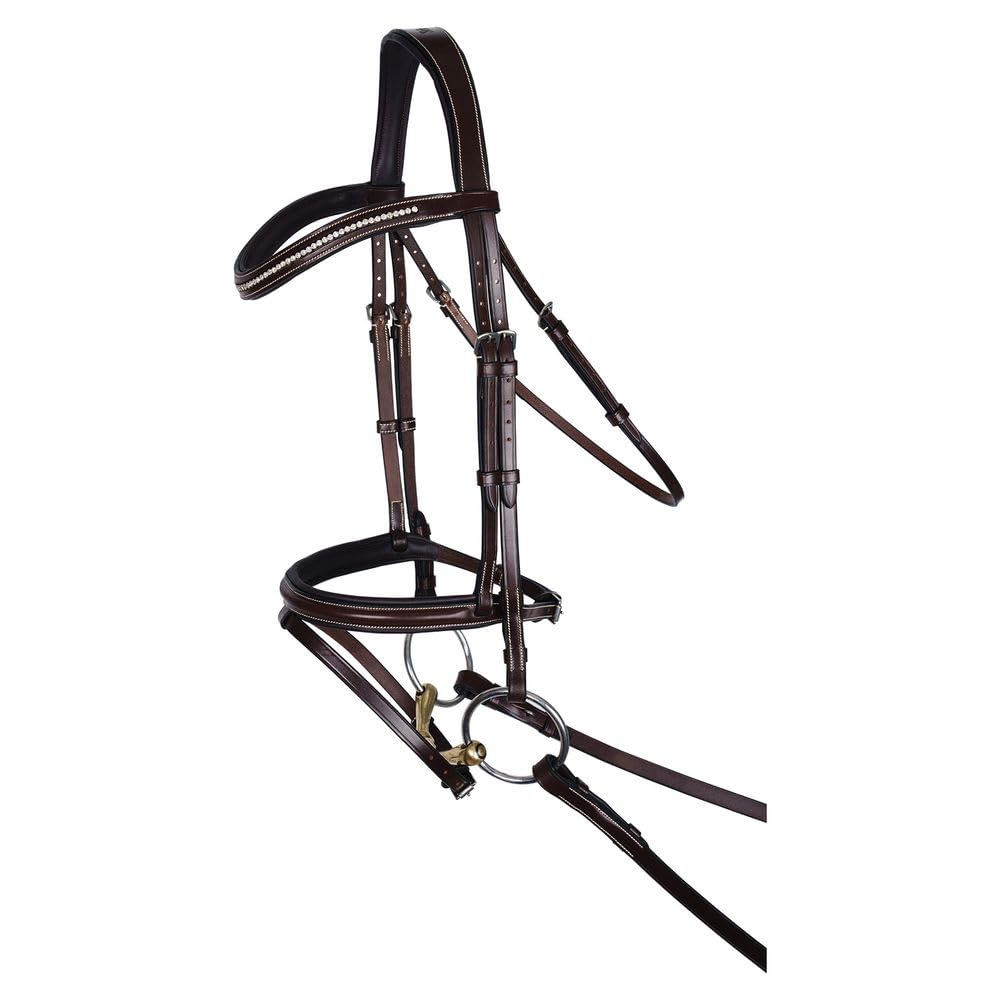 Schneiders Monocrown Flash Bridle with Crystal Swoop Browband | Elegance & Comfort for Horses | Handcrafted English Leather | Perfect for Show & Daily Riding
