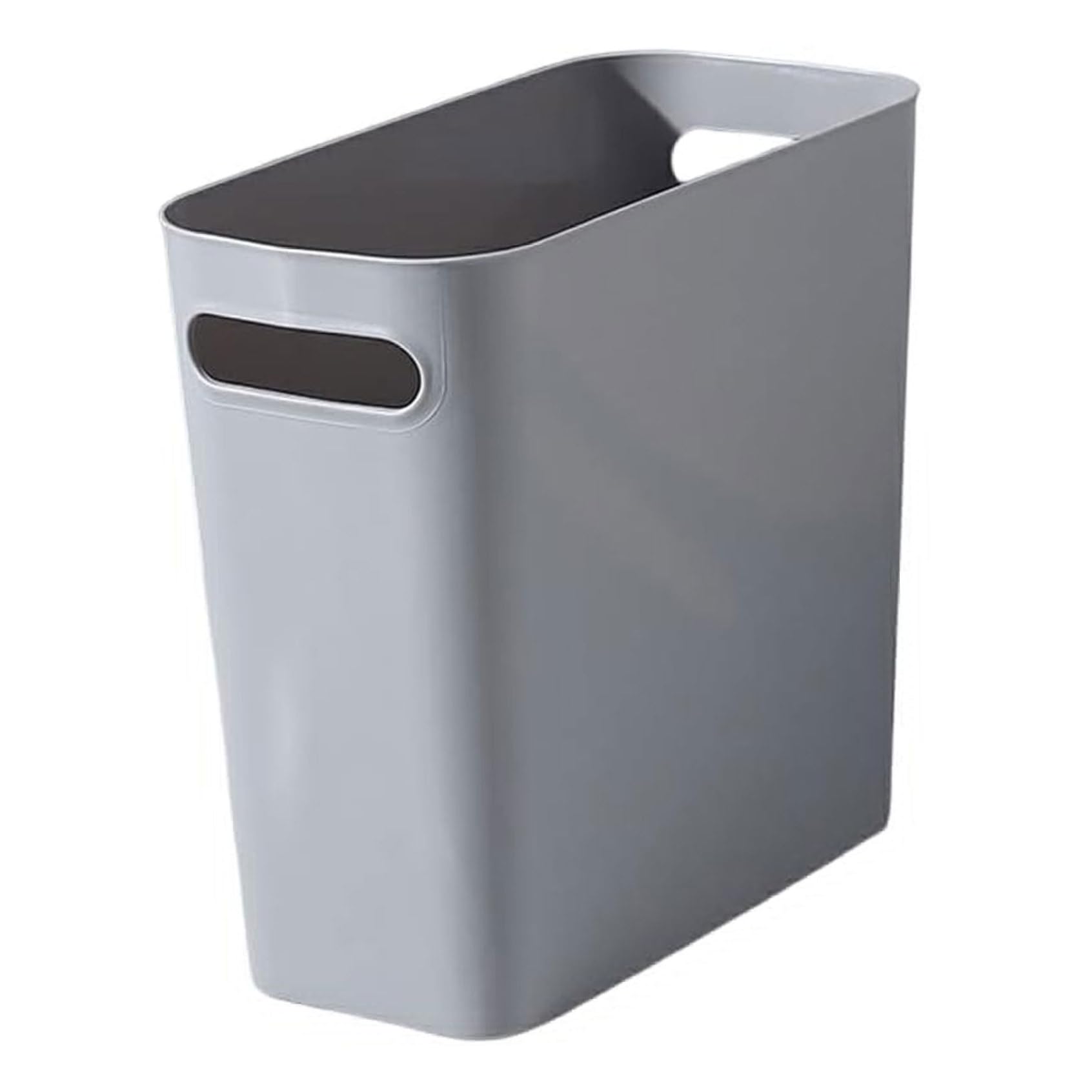 Xdyyjrasa Grey Open Top Plastic Narrow Slim Trash Can – Small Waste Basket With Handles Trash Bin For Bathroom Office Bedroom Kitchen, 10.8X9.8x5