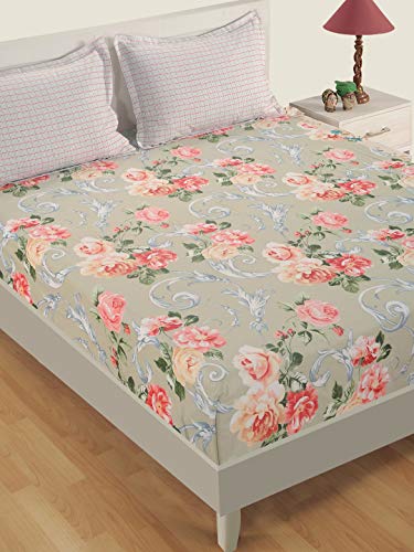 Image of Swayam Pure Cotton King Bedsheet with 2 Pillow Covers | 160 TC Soft Breathable Bed Sheet | Ethnic Motifs Printed | Size 108 x 108 inch | Comfortable & Durable for Bedroom - Blue