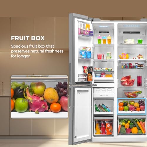 Image of Haier 592L 3Star 3-Door Water Dispenser Side by Side Frost Free Refrigerator|Convertible|Wi-Fi|Inverter|Digital Display Panel|Deo Fresh Technology (HRT-683WISU1, Inox Steel)