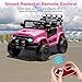 GarveeLife 12V Kids Ride On Car, Ride On Toy for Kids Ages 37-96 Months, Electric Truck with 5MPH Max Speed, Remote Control, Steering Wheel, Accelerator Pedal, Treaded Tires, Music and Story, Pink