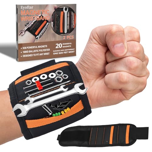 Magnetic Wristband for Tools (2-Pack) - Tool Belt for Men & Women - Heavy Duty 20-Magnet for Hands-Free DIY & Construction, Holds Screws, Nails, Bits - Ideal Gift for Handyman, Husband, Dad, Grandpa