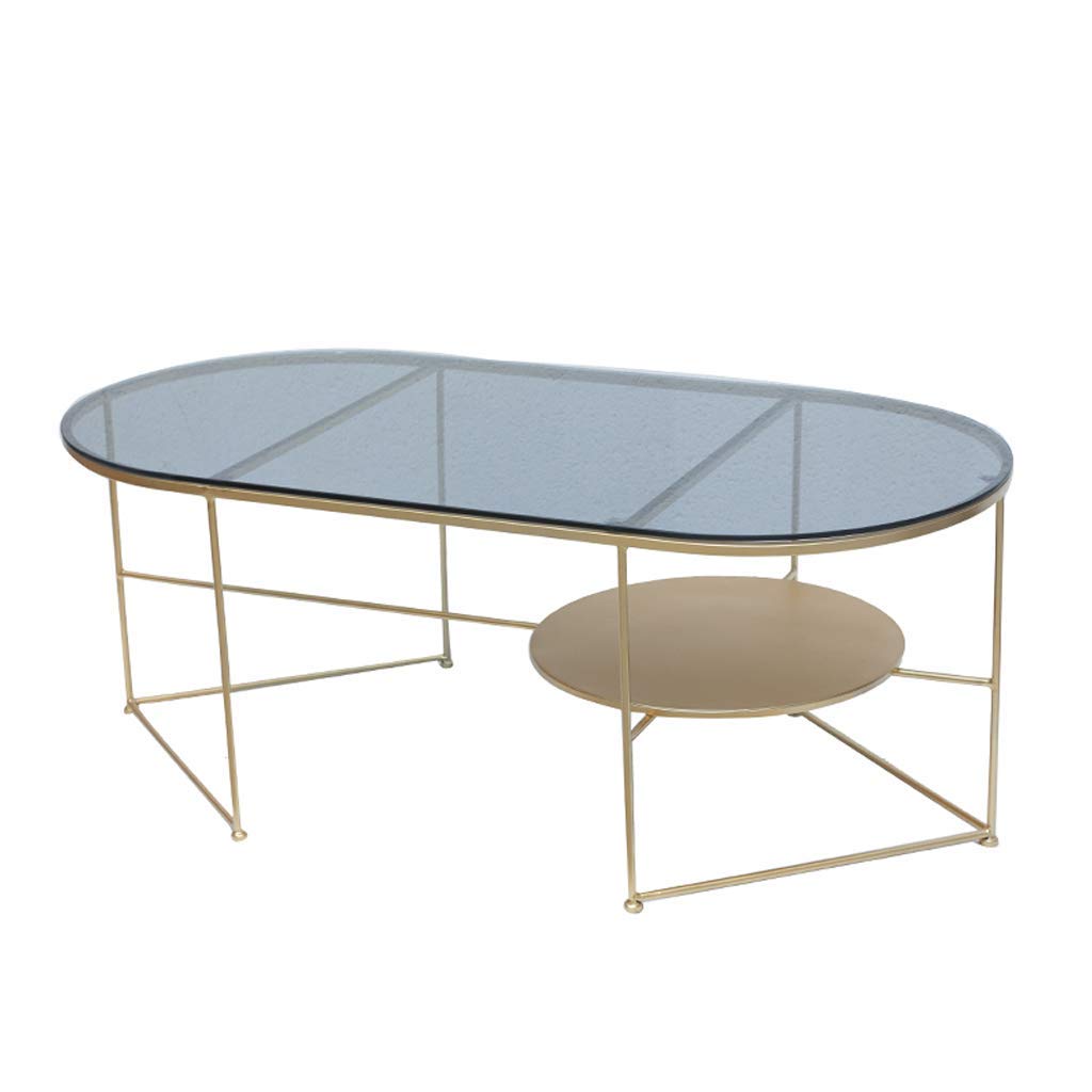 Table basse ovale en verre trempé et métal au design créatif luxueux