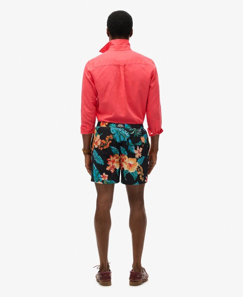 Superdry Męskie szorty kąpielowe o długości 43 cm z nadrukiem hawajskim