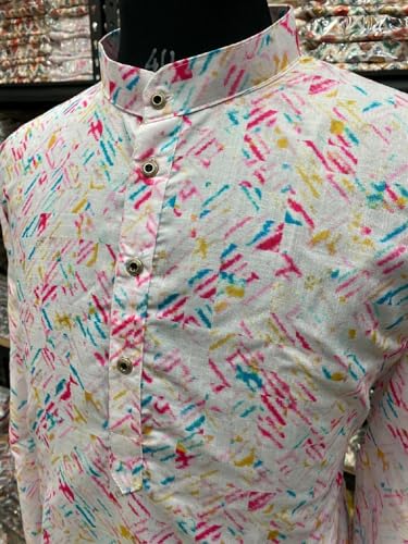 Image of FOXDX Men's Traditional Cotton Floral Printed Only Kurta