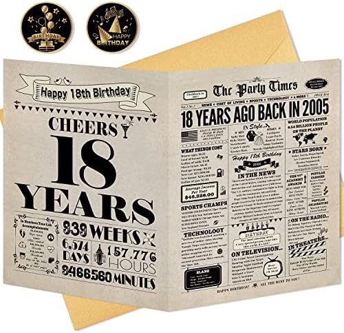 18th Birthday Card, 18th Birthday Decorations for Girls Boys, 18th Birthday Gifts for Son Daughter, Big Birthday Cards for 18 Year Old Granddaughter Grandson, Back in 2005 Birthday Card for Friends