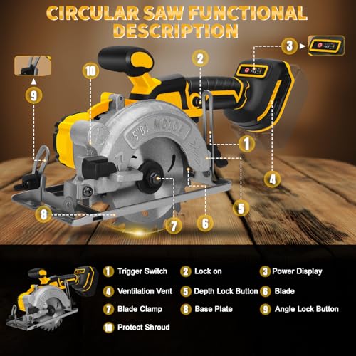 Image of 5 Inch Cordless Circular Saw for Dewalt 20V Max Battery, No Battery