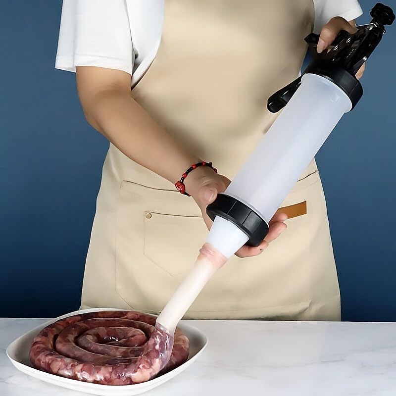 Manual Sausage Maker, Hand Squeeze Enema With 4 Funnel, Meat Stuffer Filler Hand Operated Salami Maker, Hand Operated Sausage Stuffer for Family Reunion