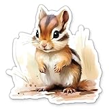 Chipmunk Stickers - 2 Pack - Waterproof Vinyl for Car, Phone, Water Bottle, Laptop - Cute Watercolor Chipmunk Decals (2-Pack)