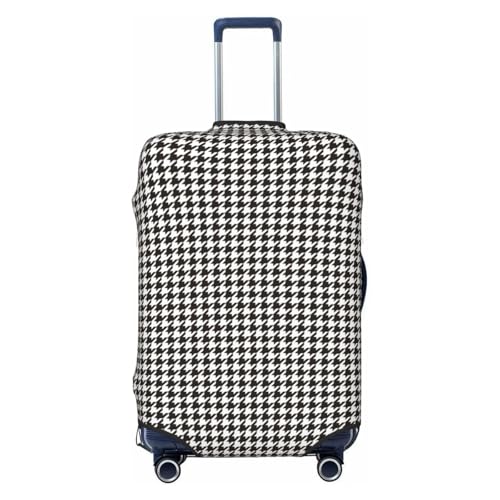 Houndstooth Black And White Print Luggage Covers For Suitcase,Elastic Washable & Stretchable Suitcase Covers For Luggage, Anti-Scratch - Fits 18-32 Inch Luggage-No Luggage Included
