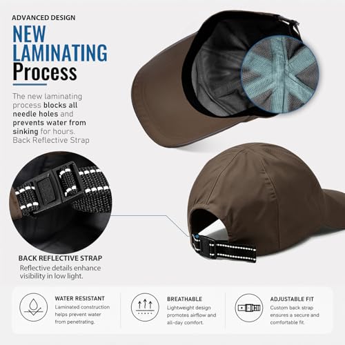 Image of Mens Waterproof Baseball Cap Womens Rain Hat Quick Dry Running Hat with Sweatband Outdoor Golf Breathable Sports Cap