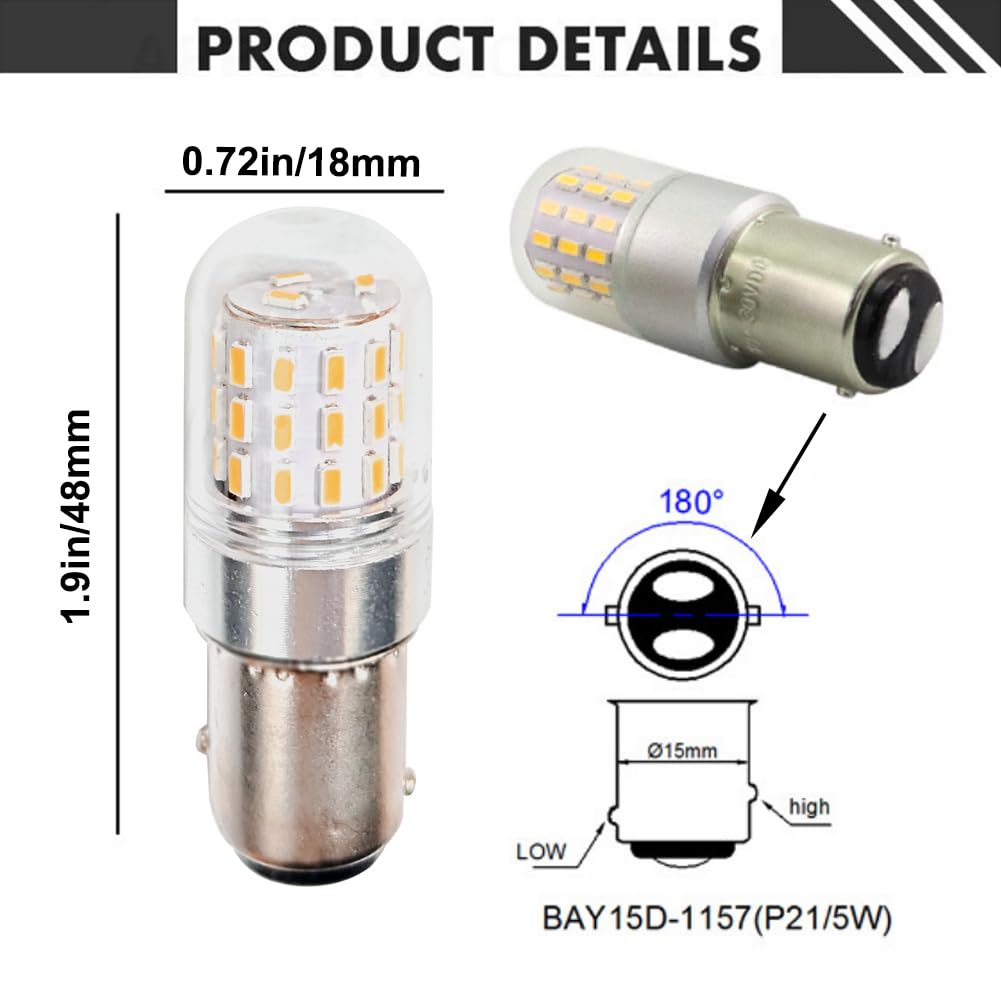 GRV BAY15D 3W DC10V-30V LED Replacement Bulb for Marine Anchor Light,Yacht indicator lights or Navigation light,Acrylic material lampshade & Advanced aluminum material shell,Warm White Pack of 6