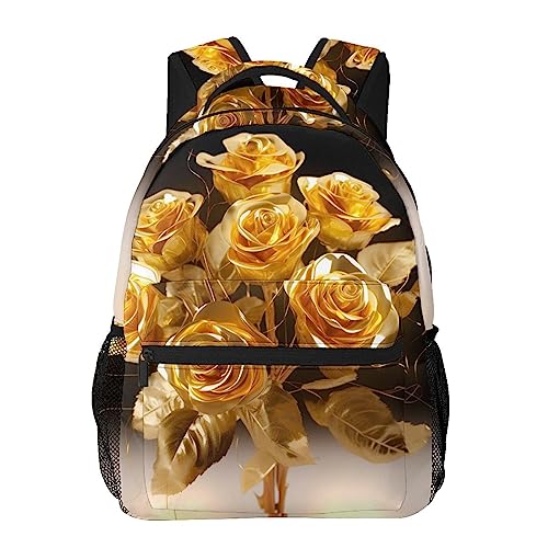 Sac à dos de voyage noir taille unique avec imprimé rose doré chic