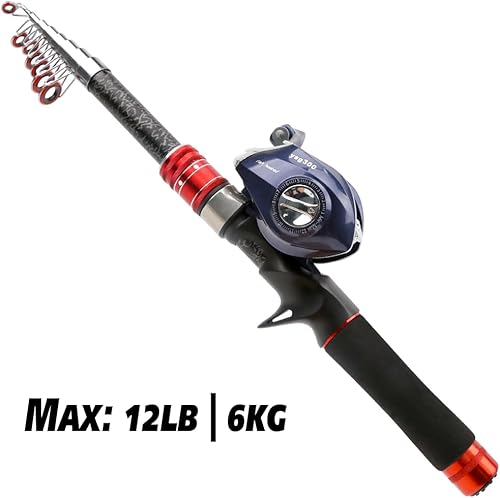 Miniatura 5 de Telescopic Fishing Rod and Reel Combos, Carbon Fiber Fishing Rod with Stainless Steel Baitcasting Reel, Portable Fishing Pole Reel Combo for Travel