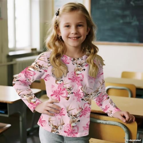 Image of Renewold Boys Girls Tees Kids T-Shirt Long Sleeve Crewneck T Shirts Casual Athletic Tops Clothing for Home School Travel