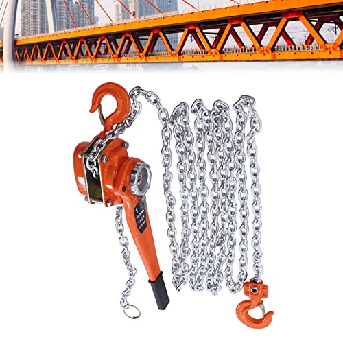 Manual Chain Hoist,3300 lbs Lever Block Chain Hoist wi/Hook,G80 Chain Ratchet Type Come Along Puller 20 FT Lifter for Garages,Building,Warehouse,etc.