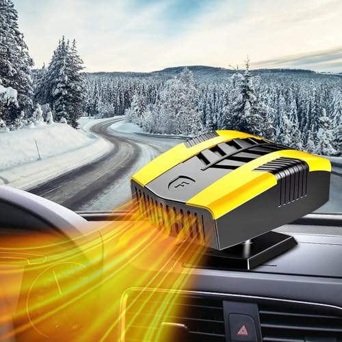 Jaaduem Calentador de Coche, 12V Calentador Portátil para Coche, 2 en 1 Ventilador de Frío/Calo Calefactor con Ventilador, 150W Calefactor para Coche, Desempañador Parabrisas