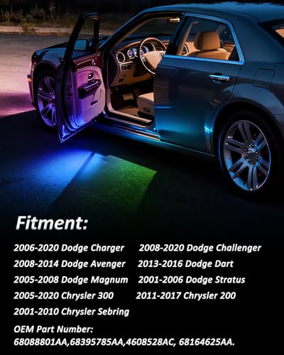Luces LED RGB para puertas compatibles Dodge 2001-2020 miniatura 2