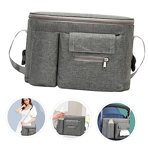 Bolso pañalera multifuncional gris claro miniatura 6