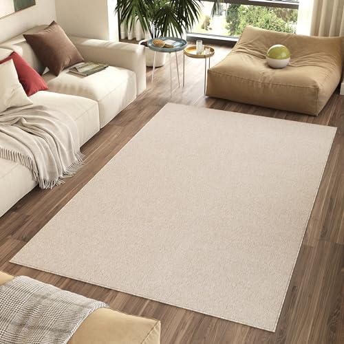TAPISO Nizza Alfombra Antideslizante Lavable de Pelo Corto Diseño Moderno Crema Melange Alfombra de Salón Cocina Dormitorio Habitación Comedor Oeko-Tex 200 x 300 cm