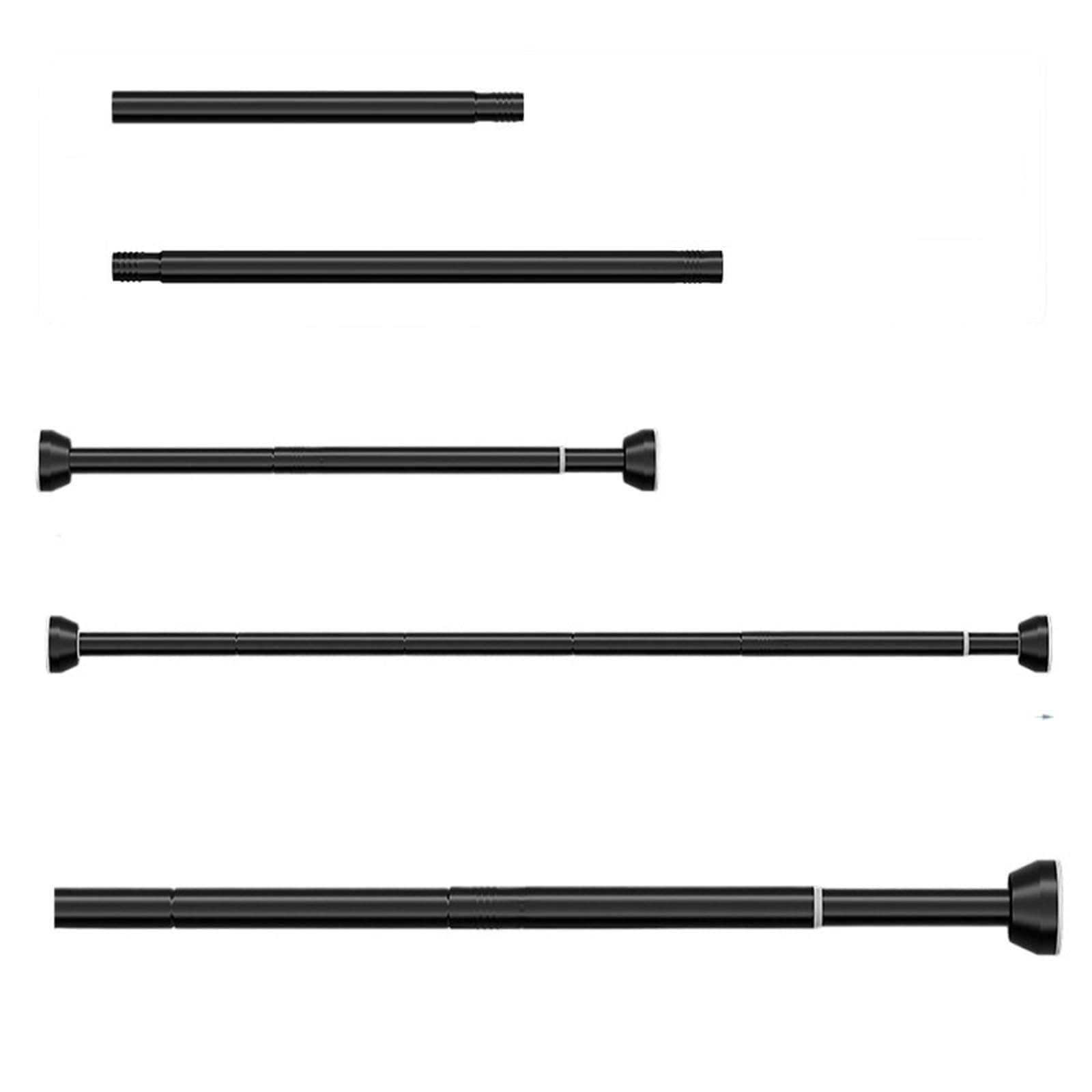 Telescopic Curtain Pole Adjustable Stainless Steel Clothes Drying Rack No-Drill Telescopic Pole Curtain Rod For Balcony Bathroom(Black65-95CM)