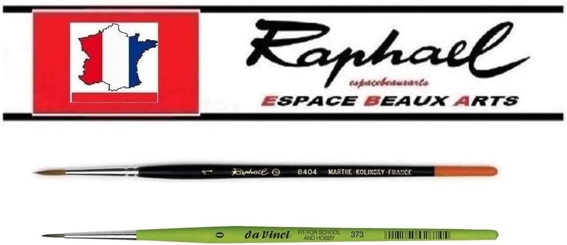 Raphael Brush Series 8404, Kolinsky Red Sand Brush, Size 1 and Da Vinci 373