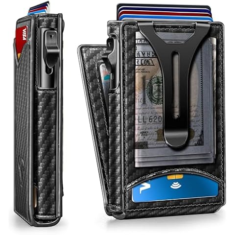 BULLIANT Men Wallet,Money Clip Wallet Slim For Gift Men 9Cards-Metal Credit Card Case in Magnetic Leather Flip Cover