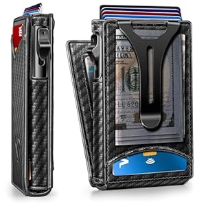 BULLIANT Men Wallet-Money Clip Wallet Slim Gift for Men 9Cards-Metal Credit Card Case in Magnetic Leather Flip