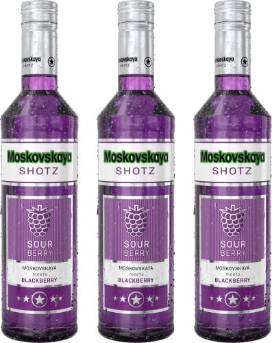 Moskovskaya Shotz Sour Berry Liqueur 17% vol. (3 x 0,5) | Fruchtiger Likör mit Brombeere-Geschmack Cover