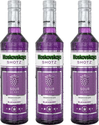 Moskovskaya Shotz Sour Berry Liqueur 17% vol. (3 x 0,5) | Fruchtiger Likör mit Brombeere-Geschmack