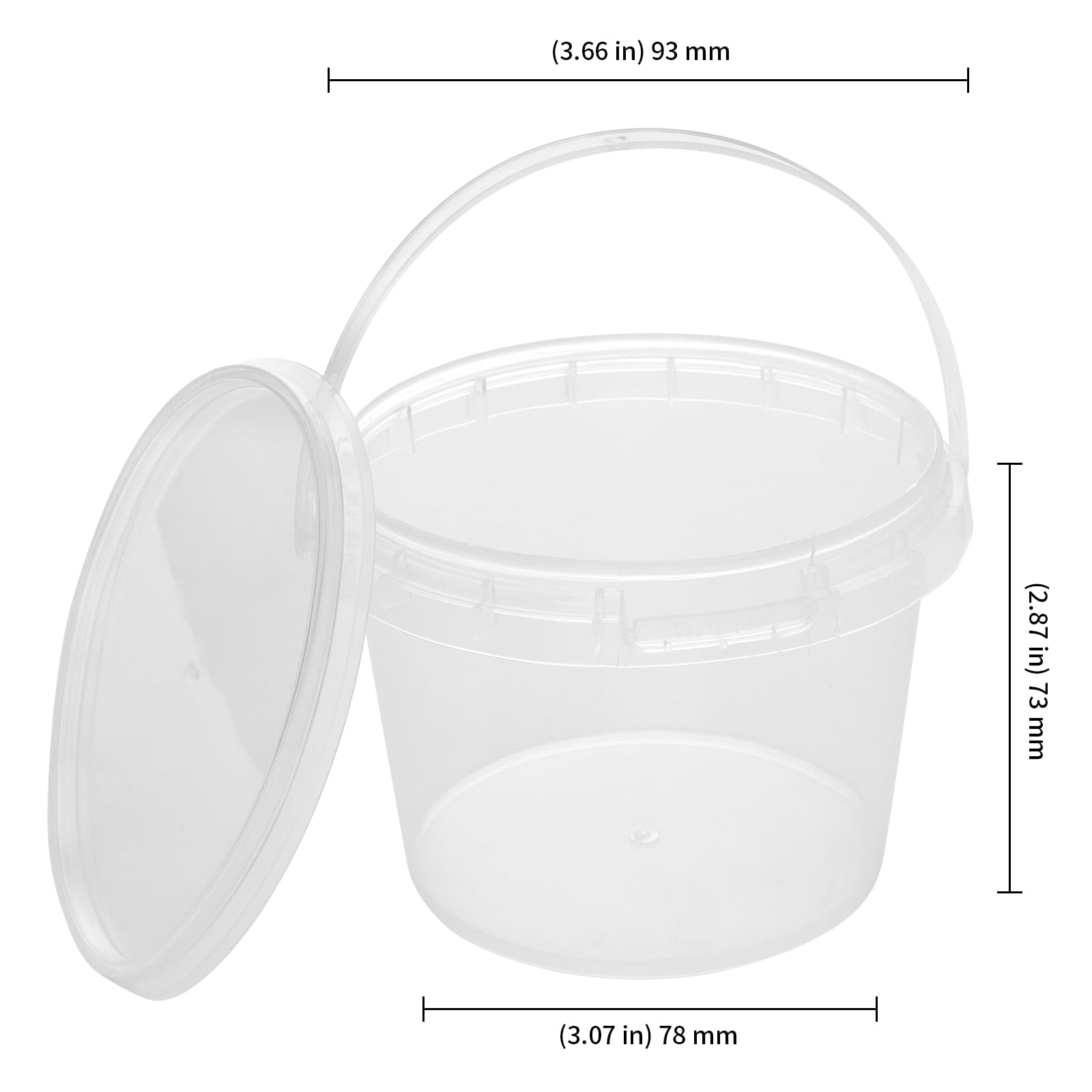 30 PCS 10 OZ Clear Plastic Bucket with Lids and Handle, Ice Cream Tub Containers, Round Plastic Pail Container, Freezer Food Storage Containers, Storage Containers for Snacks Food Fruit 2