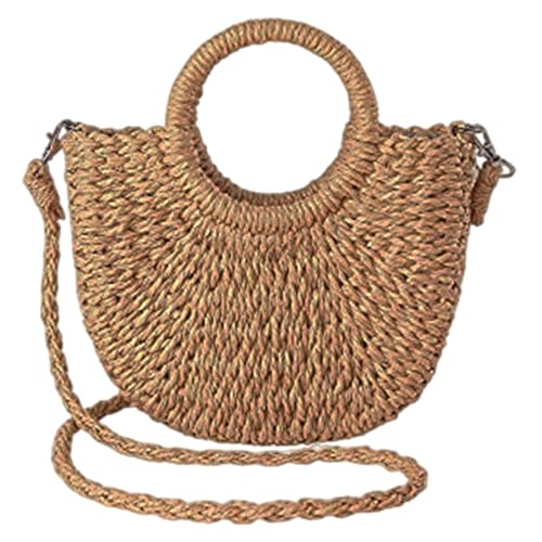Woven Purse Straw Handbags for Women, Minimalist Summer Straw Beach Purse, Top Handle Woven Crossbody Shoulder Bag for Beach, Pool, Shopping, Dating, Coffee