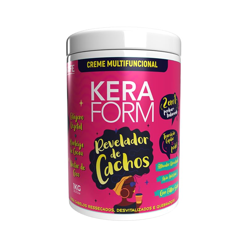 Skafe - Linha Keraform (Multifuncional) - Creme Revelador de Cachos 1 Kg - (Keraform (Multifuncional) Collection - Curl Reveal Cream Net 32.27 Oz)