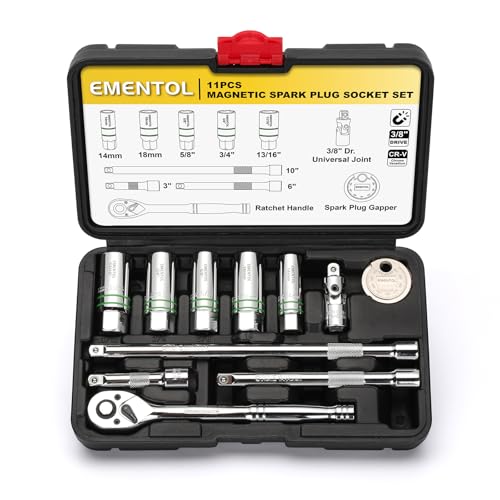 EMENTOL 11-Piece 3/8' Drive Magnetic Spark Plug Socket Set (5/8', 3/4', 13/16', 14mm, 18mm), with...