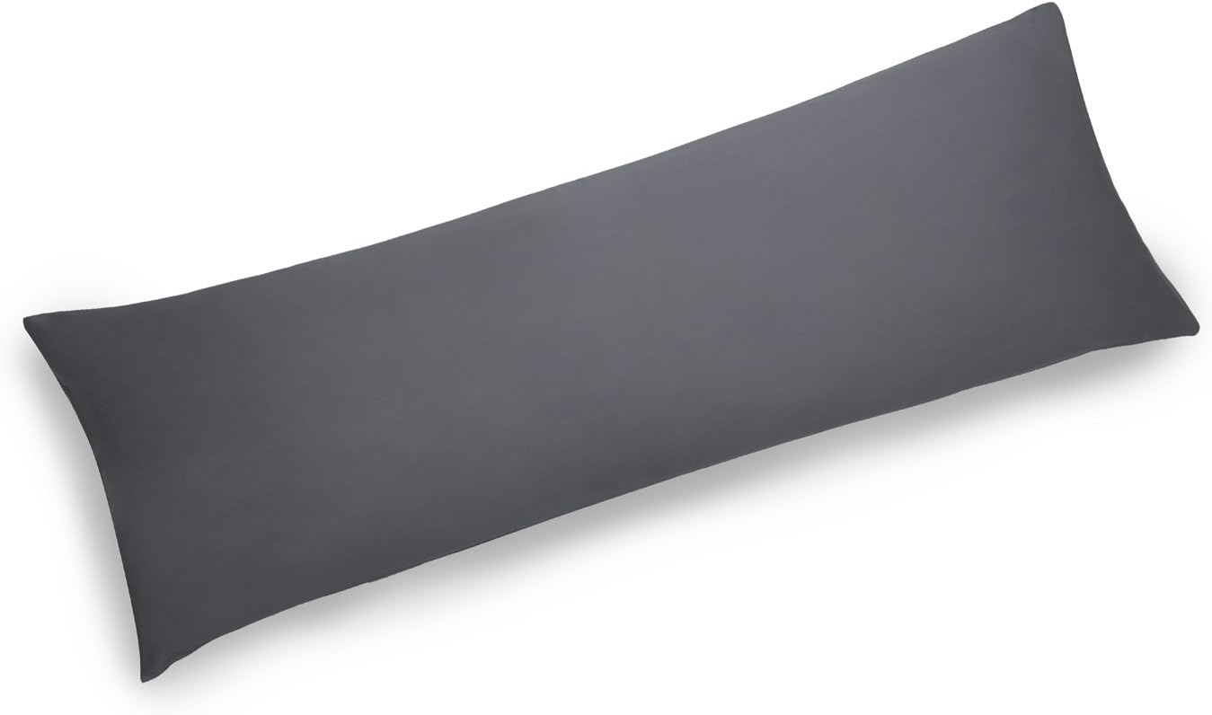 YAROO 21x60 Body Pillow Cover,Body Pillow Case,Long Pillow Case -Envelope Closure,400 Thread Count,100% Cotton,Only Cover No Insert,Body Pillowcase-Dark Gray