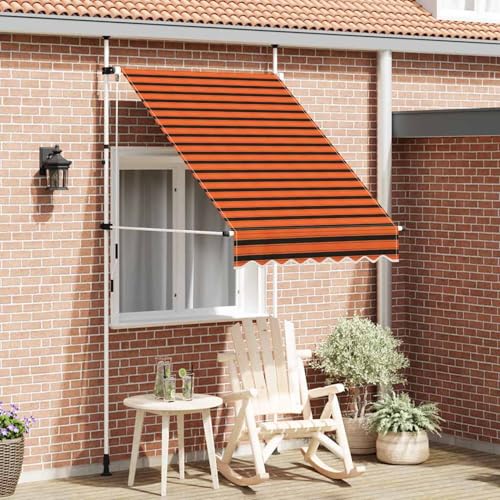 Tidyard Einziehbare Markise Handbetrieben 150 cm Orange und Braun, Gelenkarmmarkise Außenmarkise für Terrasse Eingangsbereich Café145835