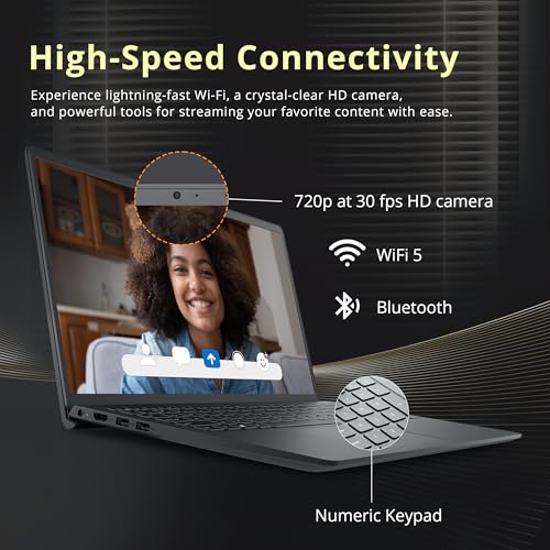 Image of Dell Inspiron 15 15.6 inch Touch Screen Laptop, Intel i5-1235U, 16GB RAM, 672GB Storage(512GB PCIe SSD+160GB Docking Station Set), UHD Graphics, Numeric Keypad, Black, Windows 11 Pro