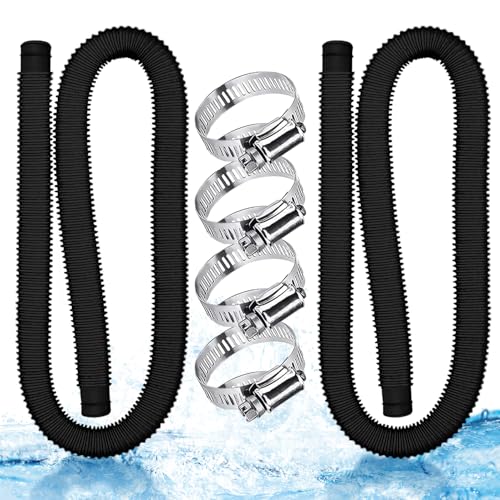 Manguera y Tubo para Piscina 32mm Con 4 Abrazaderas Metálicas - Limpiafondos para Piscinas Elevadas, Spa y Accesorios (Negro)