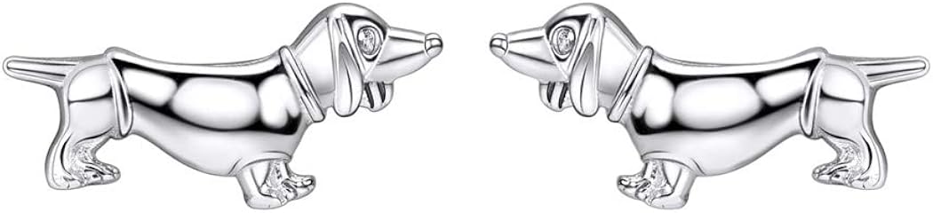 SILVERCUTE Stud Earrings for Women 925 Sterling Silver Animal Earring, Cute Dog Ear Studs