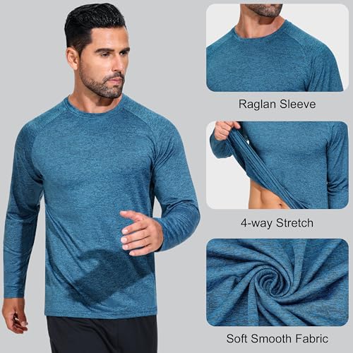 3 Pack Moisture-Wicking Long Sleeve T-Shirts for Men - Lightweight Quick-Dry Casual Tee Shirt for Gym Workout Running3
