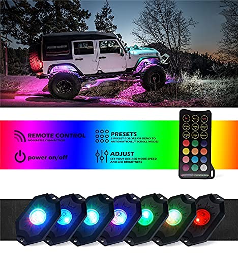 Forten Kingdom 6pcs LED Rock Light Car Underglow Lights With App And Remote Control RGB Color Light Pods For Off Road Cars ATV UTV