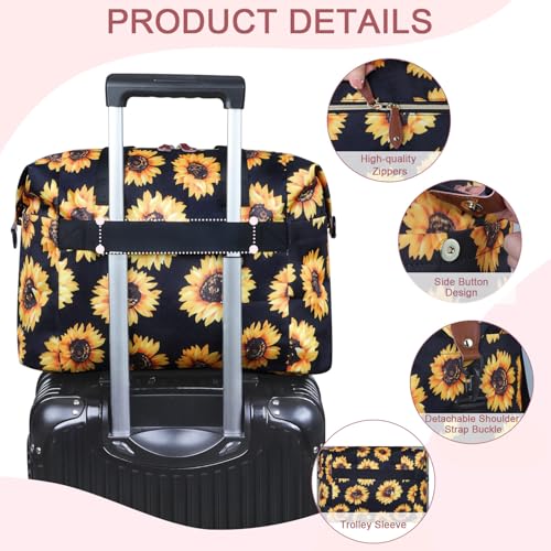Image of Pritent Diaper Bag Tote - Diaper Baby Bags with Pacifier Case, Shoulder Straps, Stroller Clips, Waterproof Large Mommy Bag Maternity Bag Travel Baby Bag for Mom and Dad, Sunflower