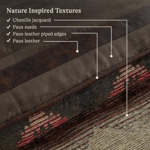 Image of Paseo Road Sierra Western Bedding 7 Piece Full Comforter Set, Faux Suede Chenille Jacquard Southwestern Bedding, Rustic Comforter Set with Bed Skirt, Shams, Accent Pillows