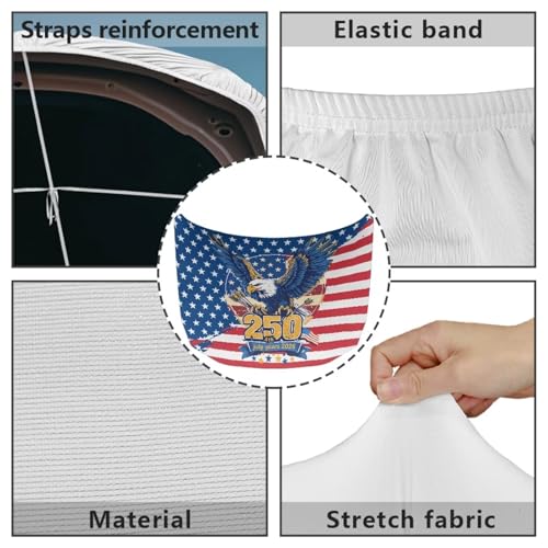Image of Hood Cover Protector for Car, Stretchable Auto Hood Wrap Blankets, USA 250th Birthday and Bald Eagle Waterproof Automotive Accessories for SUV Sedans Trucks (59x39 inches)